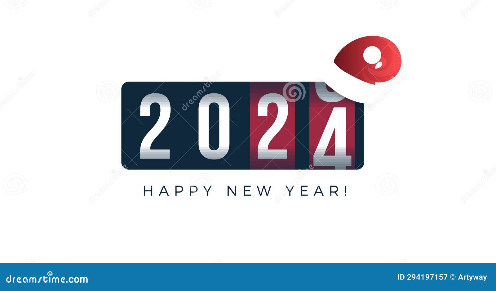 Countdown To 2024 in Analog Counter Style. Vibrant Celebration with