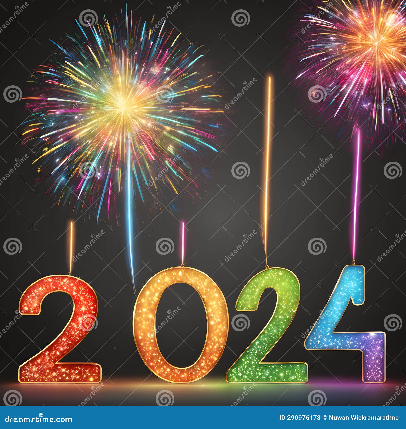 Countdown To 2024 Glowing 3D Digits Light Up the Night Sky with