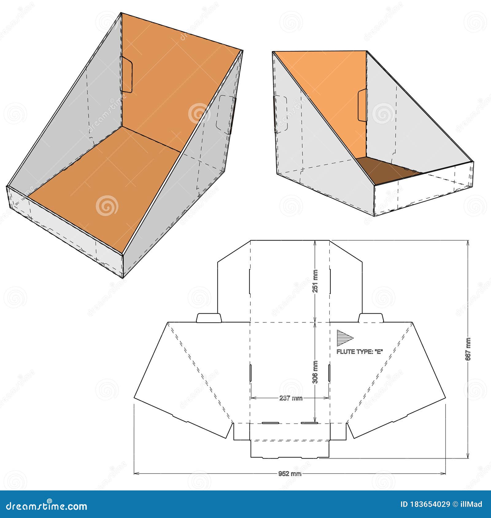 counter display stand and die-cut pattern.