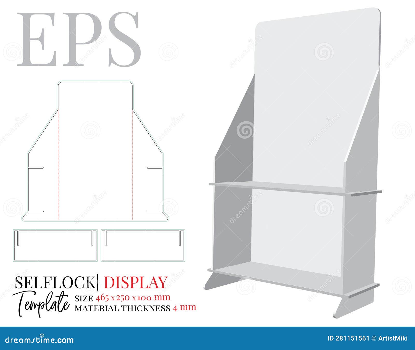 Counter Display Template, Vector with Die Cut Stock Vector