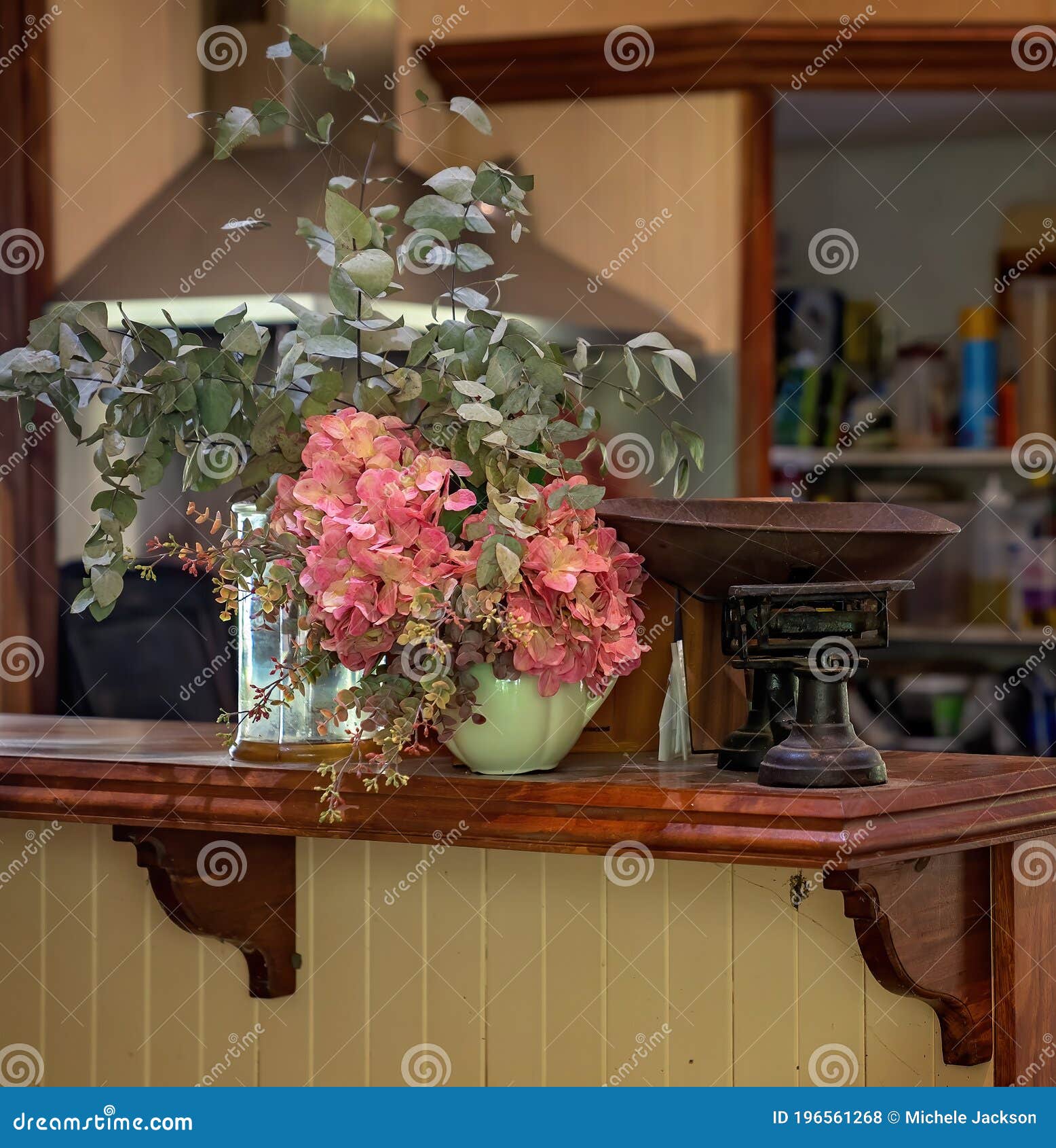 Counter Top Vintage Display Stock Photo Image of pink, stove 196561268
