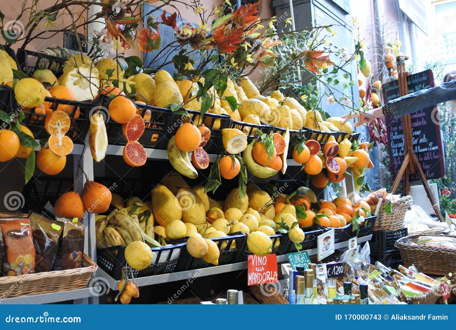 Counter of a Vegetable Shop. Vegetable Shop with Fruit and Drinks