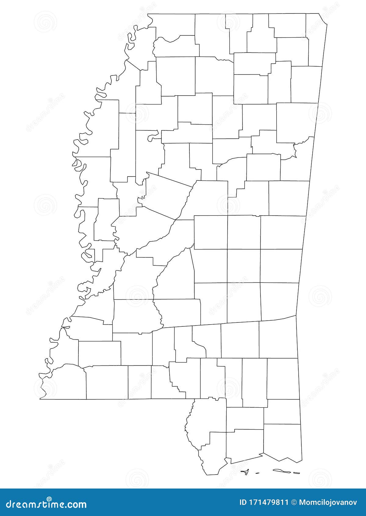 counties map of us state of mississippi