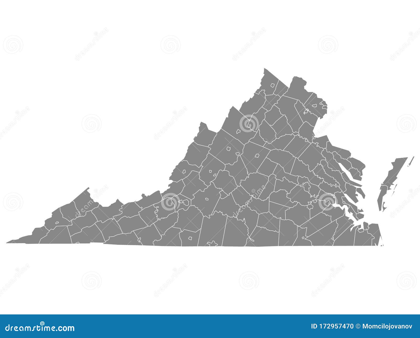 counties map of us state of virginia