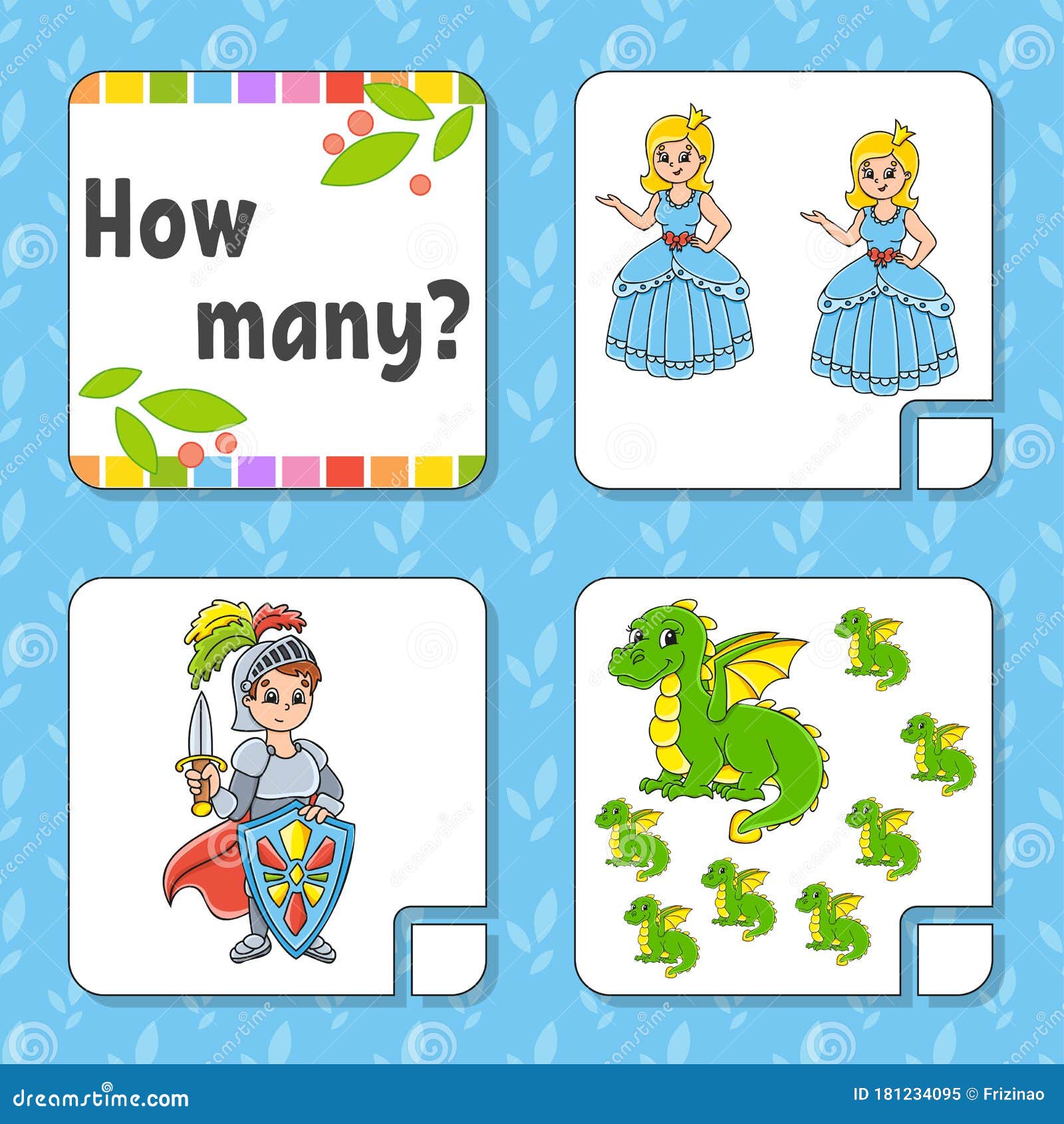 Counting Game For Children. Happy Characters. Learning Mathematics. How