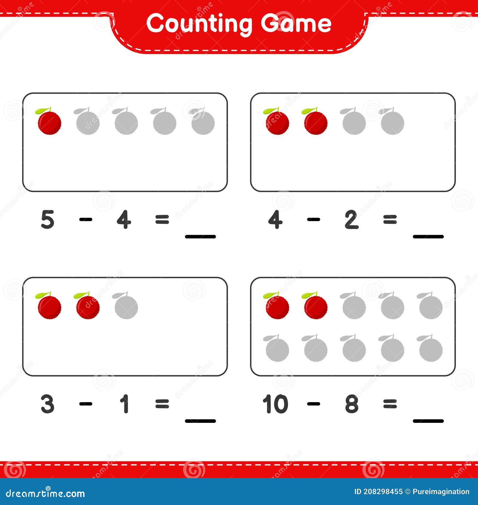 counting game, count the number of yumberry and write the result. educational children game