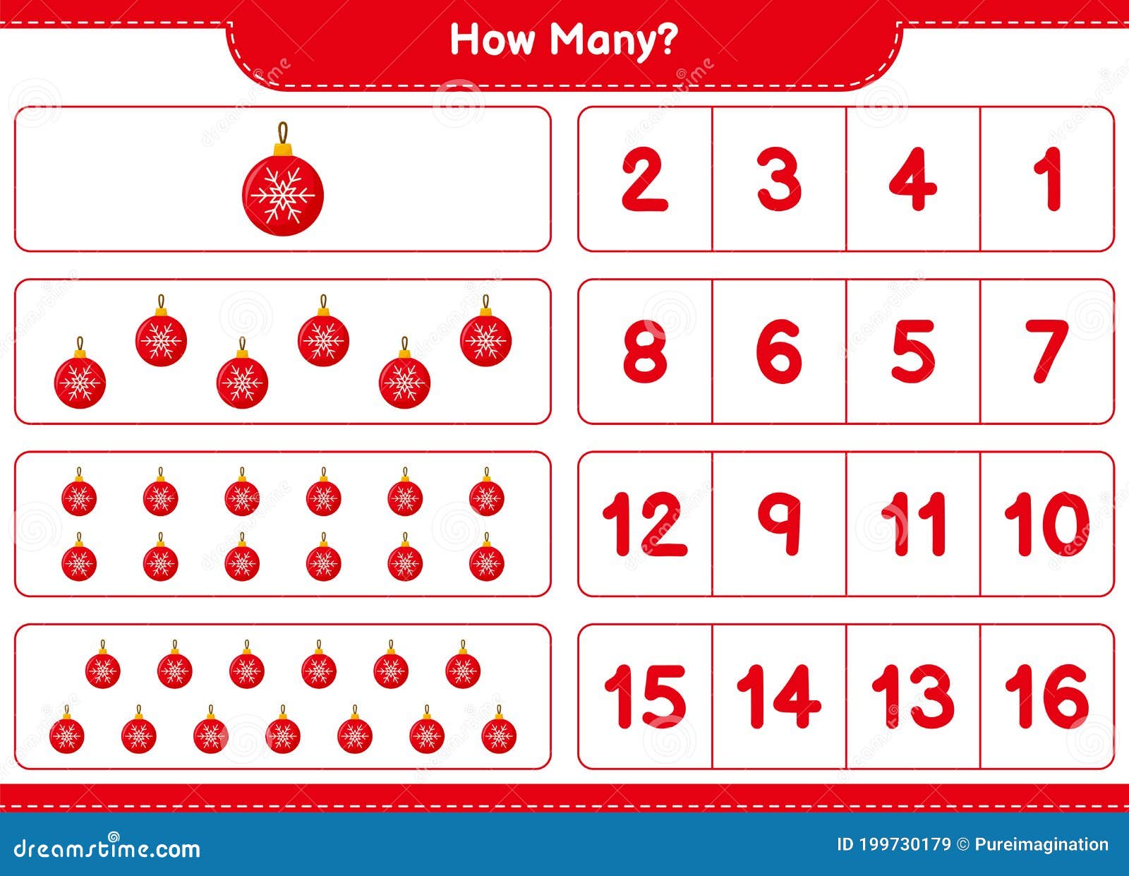 counting game how many christmas balls educational children game printable worksheet stock vector illustration of mathematic character 199730179