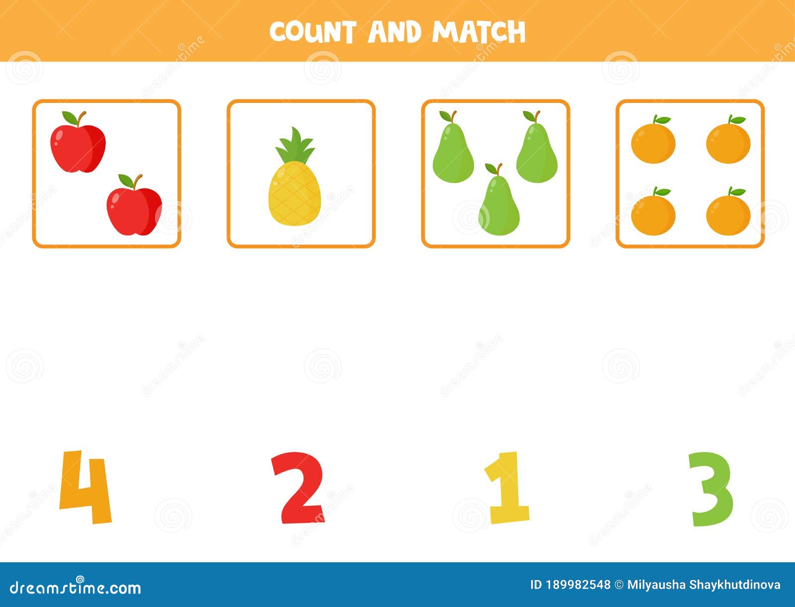 Counting Game For Kids Matching Worksheet Vector Fruits Stock Vector Illustration Of Count Apple Counting Game For Kids Matching Worksheet Vector Fruits Stock Vector Illustration Of Count Apple