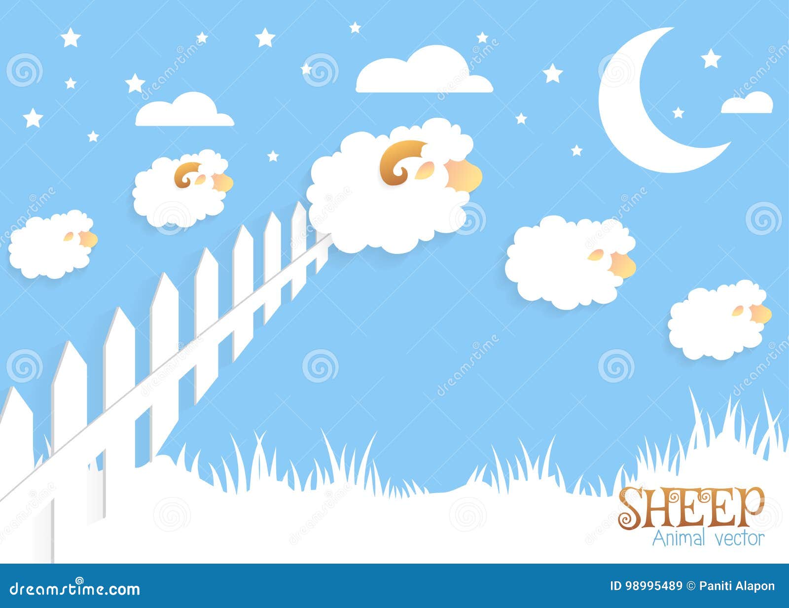 Counting Sheep. Cartoon Character Happy Jumping Sheep Stock Vector - Illustration of farm ...