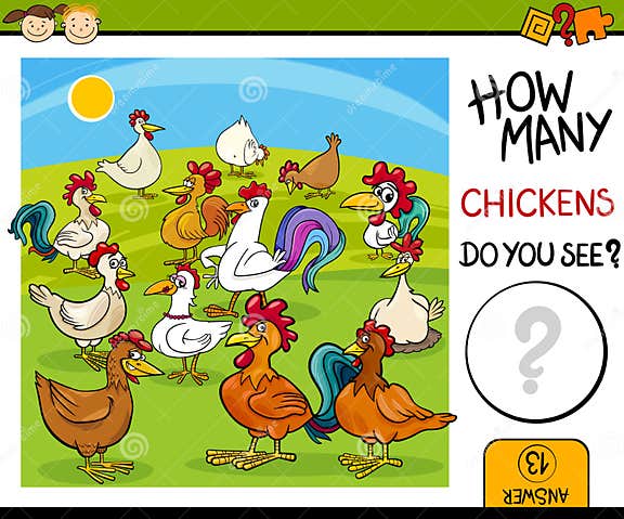 Counting Task with Chickens Cartoon Stock Vector - Illustration of ...