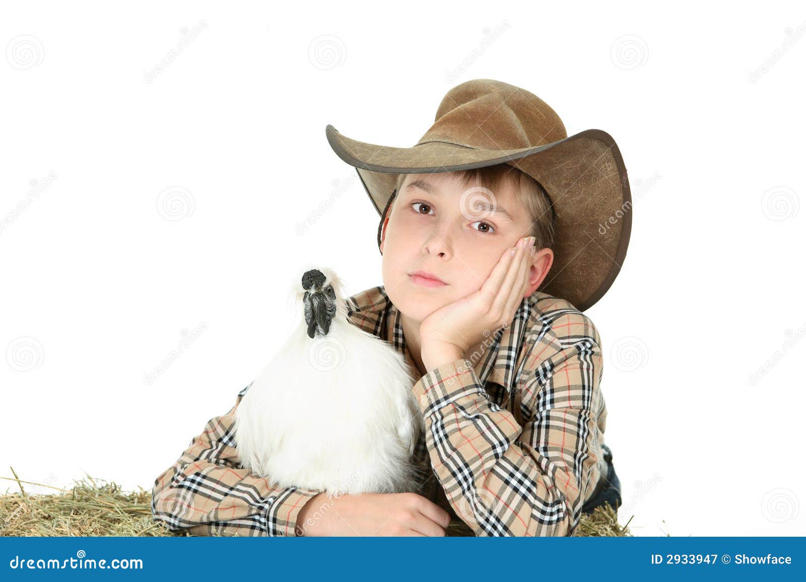 Country Boy with Farm Animal Stock Image Image of relaxed, cute 2933947