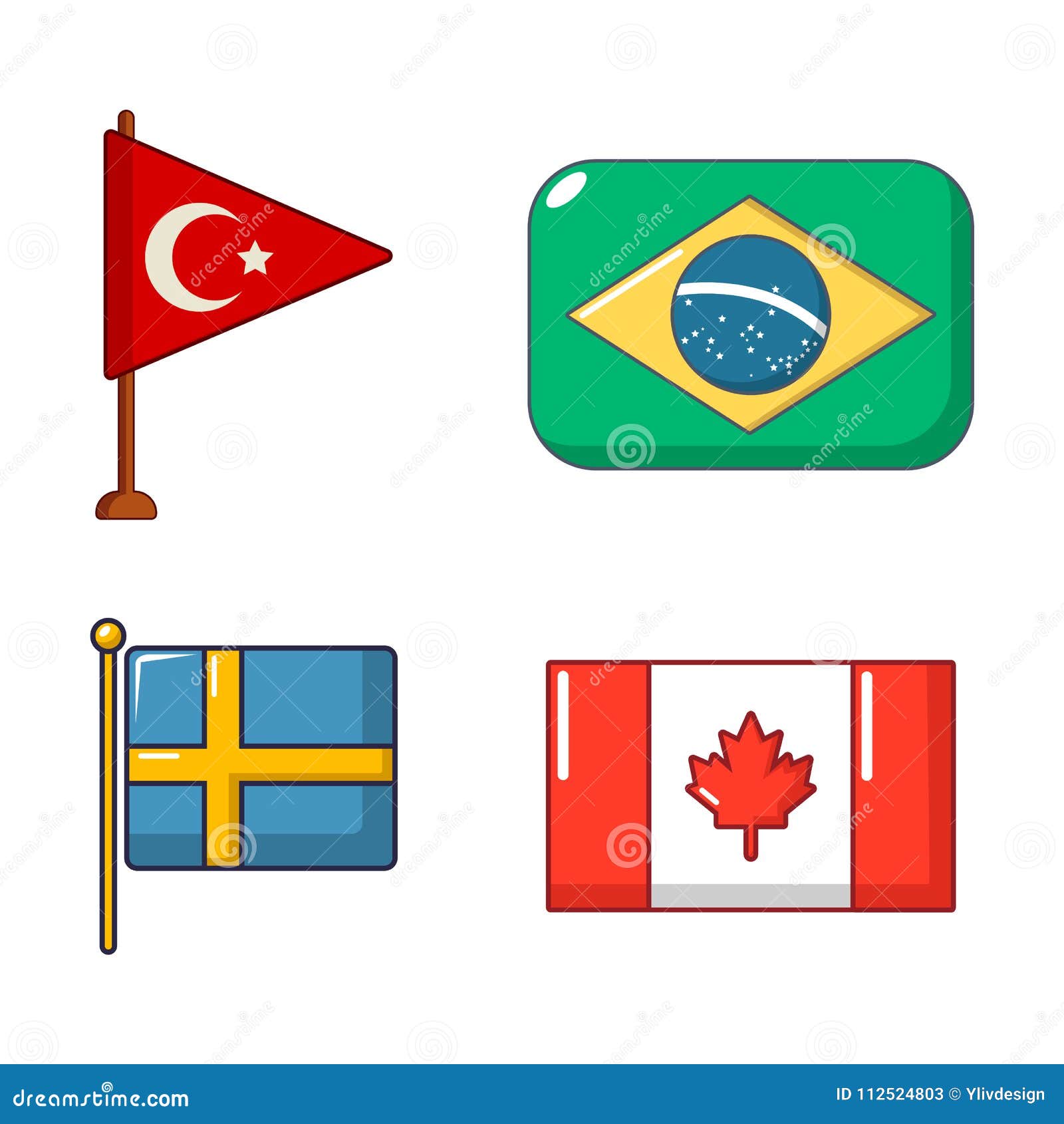 Download Country Flag Icon Set, Cartoon Style Stock Vector ...