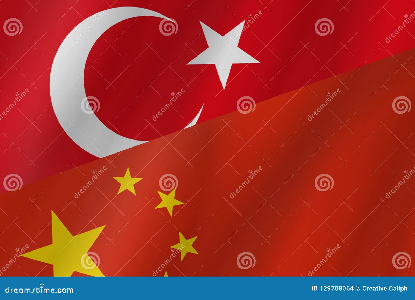 The Country Flags of China and Republic of Turkey. Stock Illustration