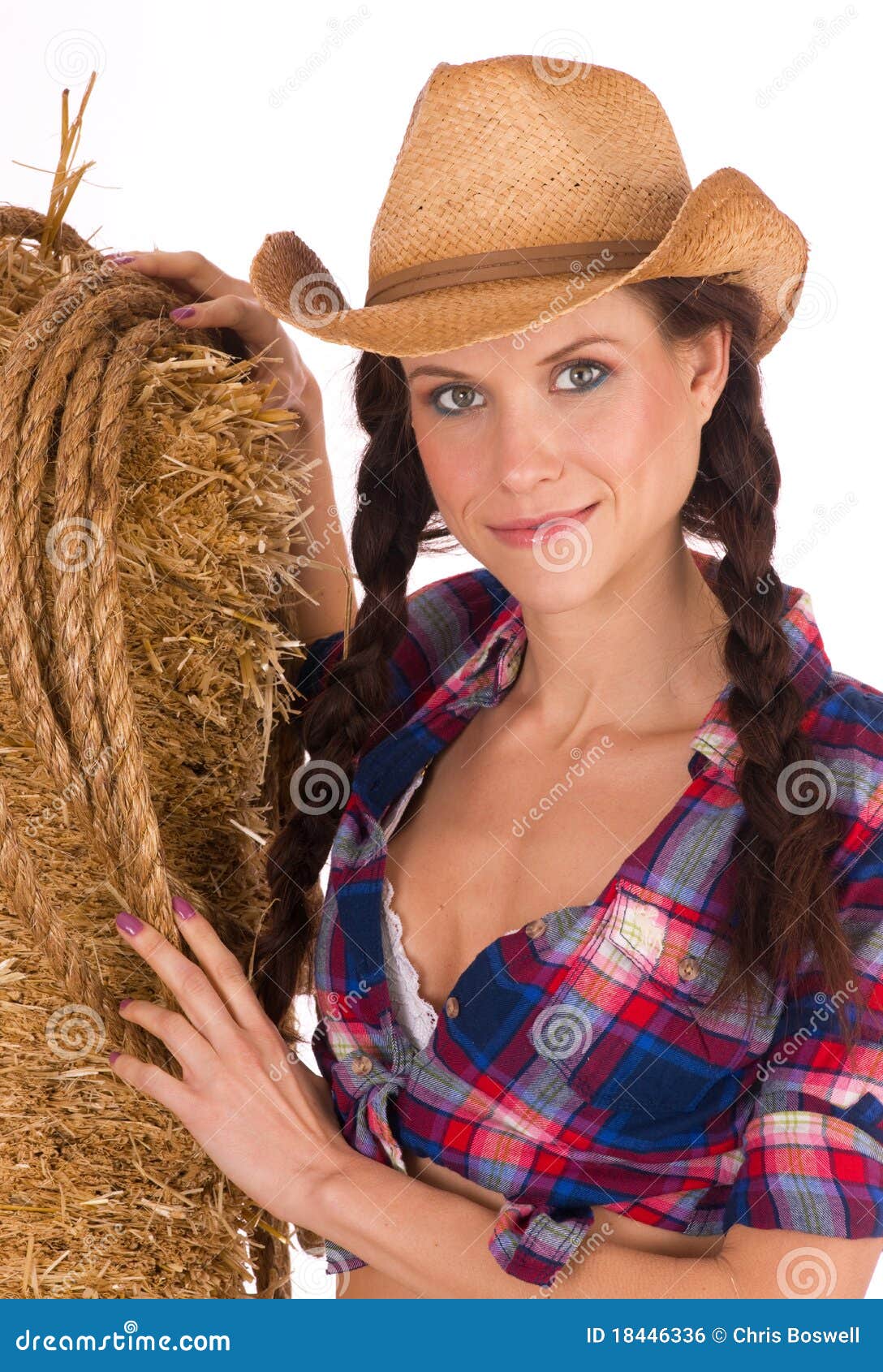 Country Girl Smiling Chest Cleavage Showing Stock Photo Image of plant, artist 18446336