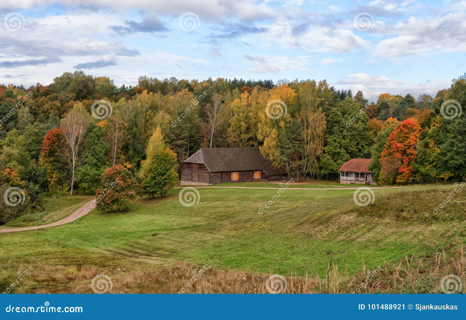 country house autumn landscape rumsiskes lithuania