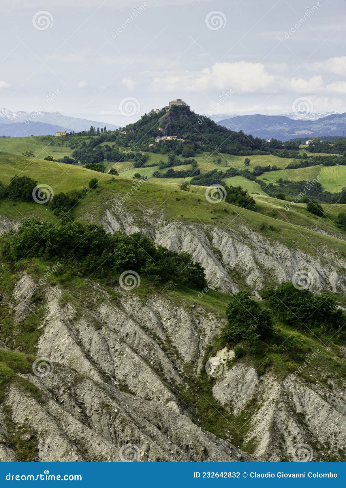 rural landscape near san polo and canossa, emilia-romagna