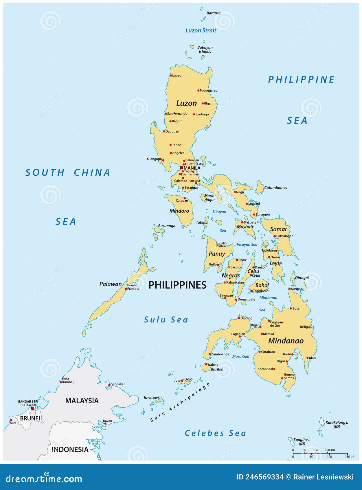 Country Map of the East Asian Island Nation of the Philippines Stock ...