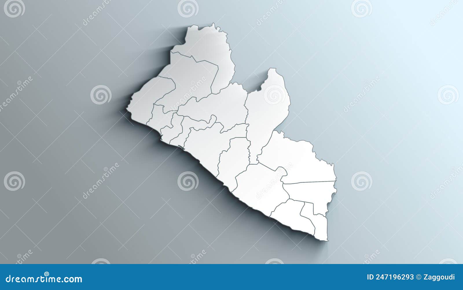 modern colorful map of liberia with counties with shadow