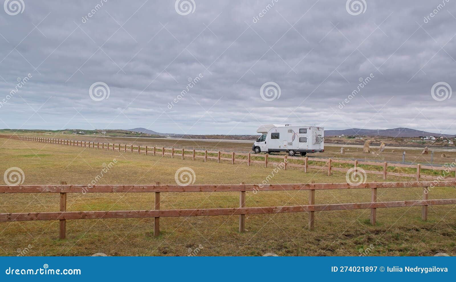 Country Road with Caravan Camper Van, Donegal, Ireland Stock Image