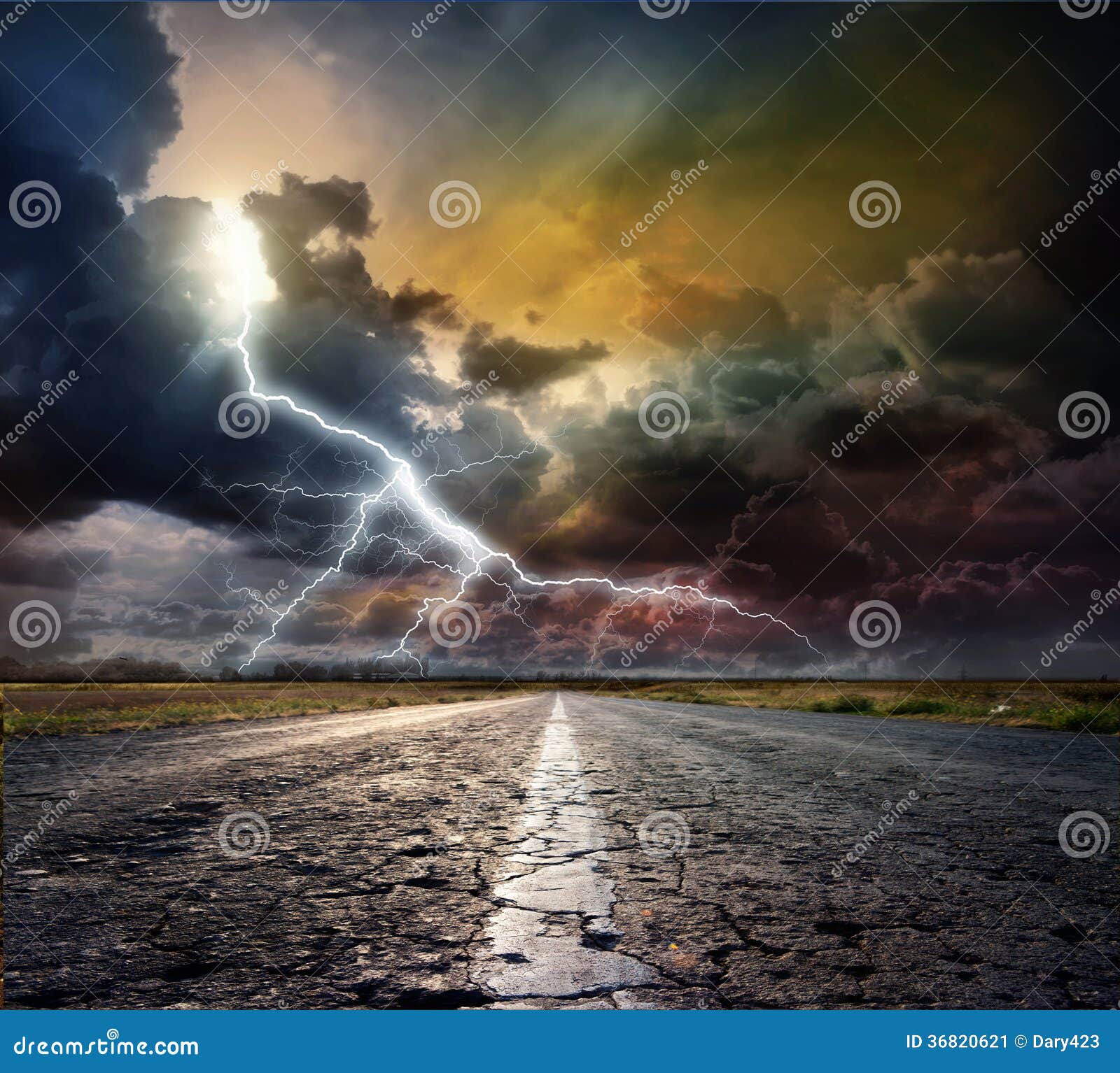 Country Road with Lightning Stock Image Image of lane, multi 36820621