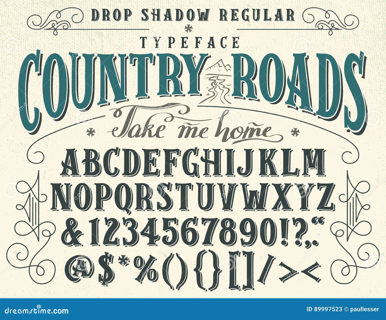 country roads handcrafted retro typeface