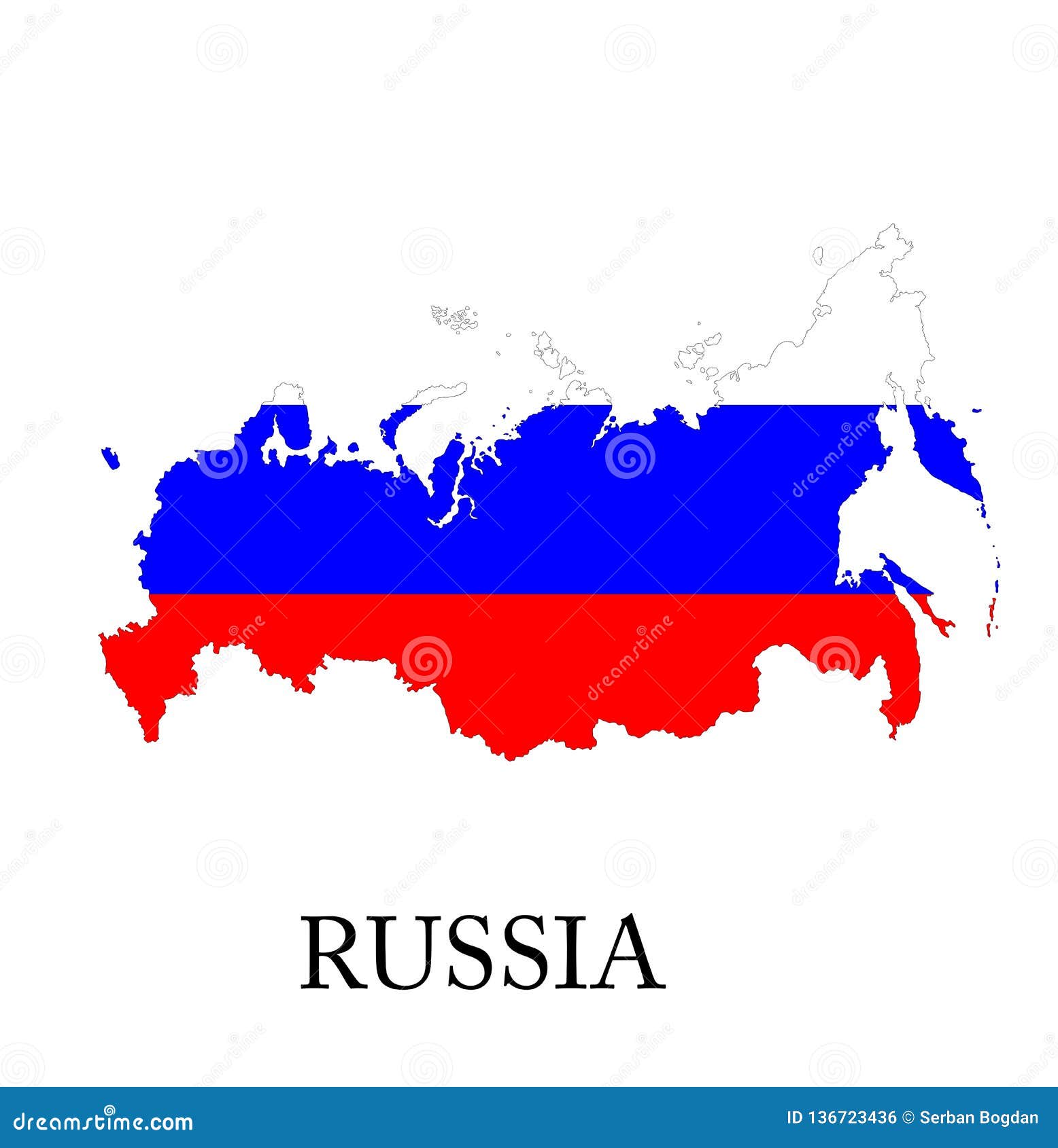 Russia flag map stock vector. Illustration of travel - 136723436