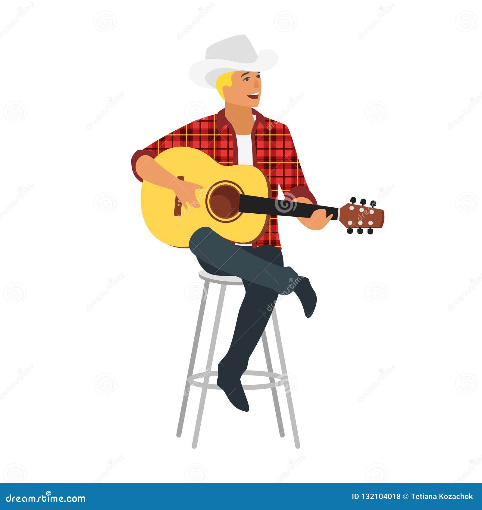 Country Style Singer with Guitar Stock Vector - Illustration of folk ...