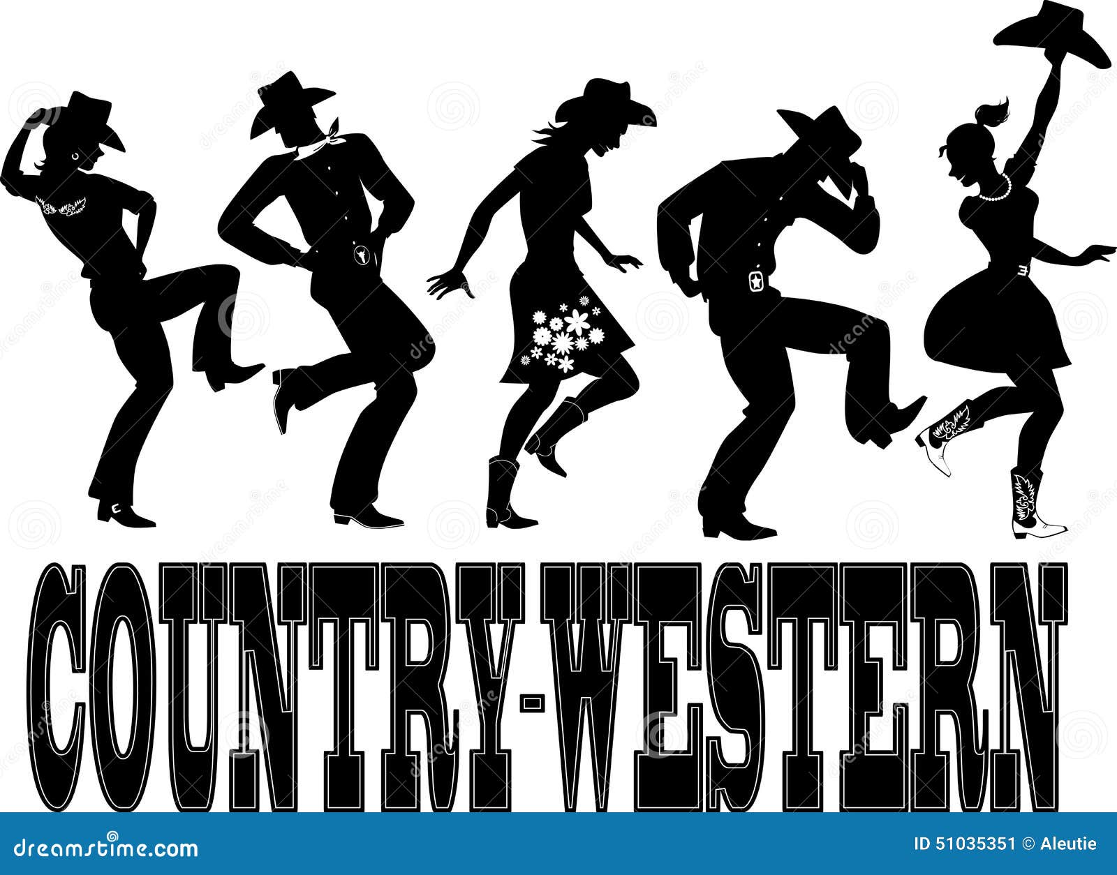 country-western dance silhouette banner