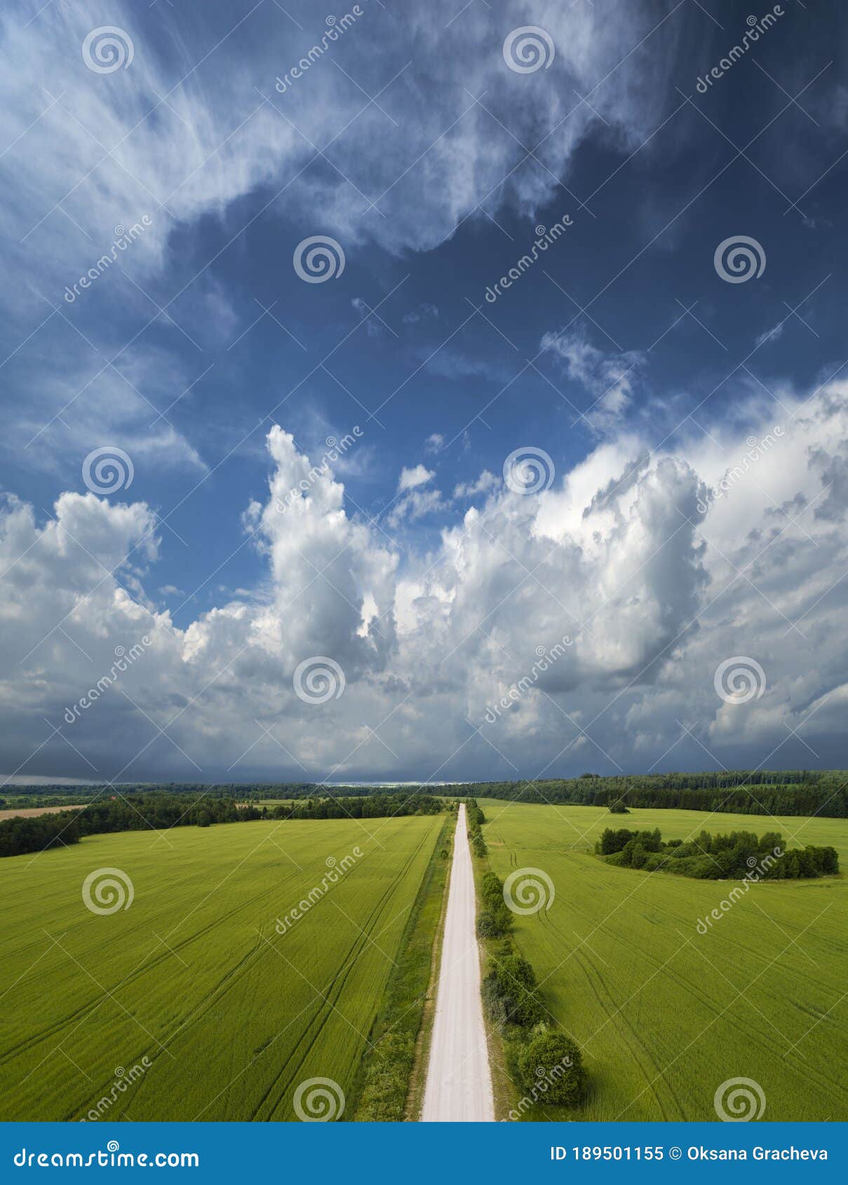 Countryside Landscape Aerial View Beautiful Village Road Through