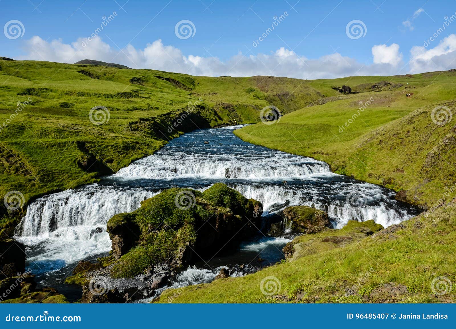 Countryside with Trail Near Famous Skogafoss Waterfall, Iceland Stock ...