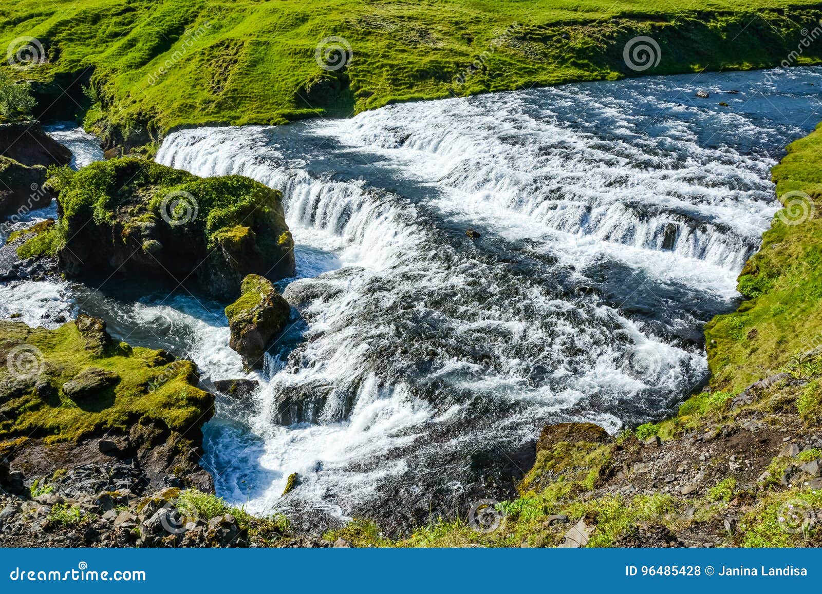 Countryside with Trail Near Famous Skogafoss Waterfall, Iceland Stock ...