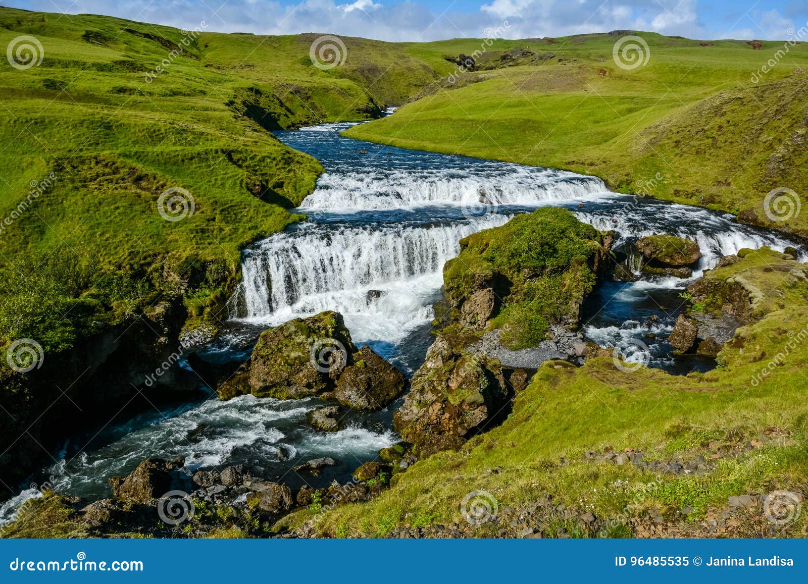 Countryside with Trail Near Famous Skogafoss Waterfall, Iceland Stock ...