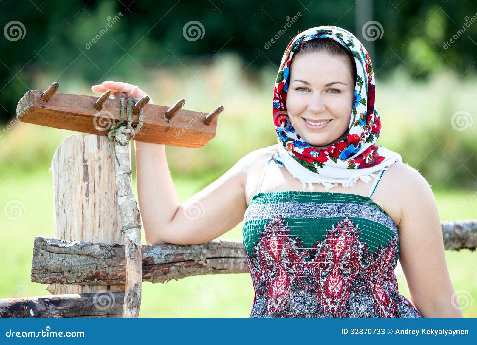 Countrywoman Holding Wooden Rake Stock Image - Image of life, elegance ...