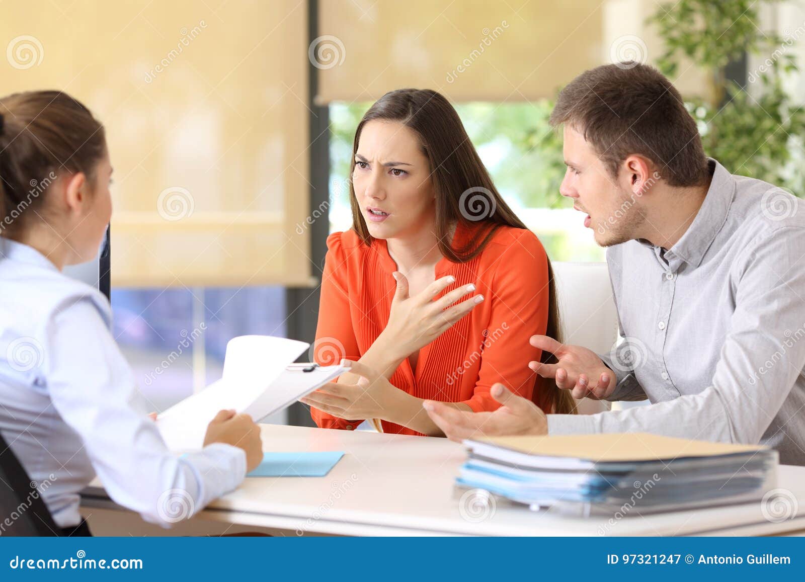 couple arguing in a marriage consultory