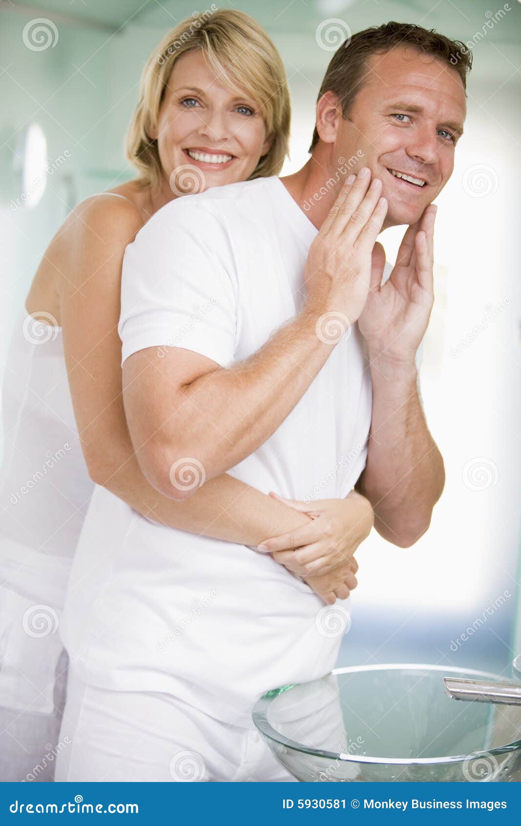 Couple In Bathroom Embracing Stock I