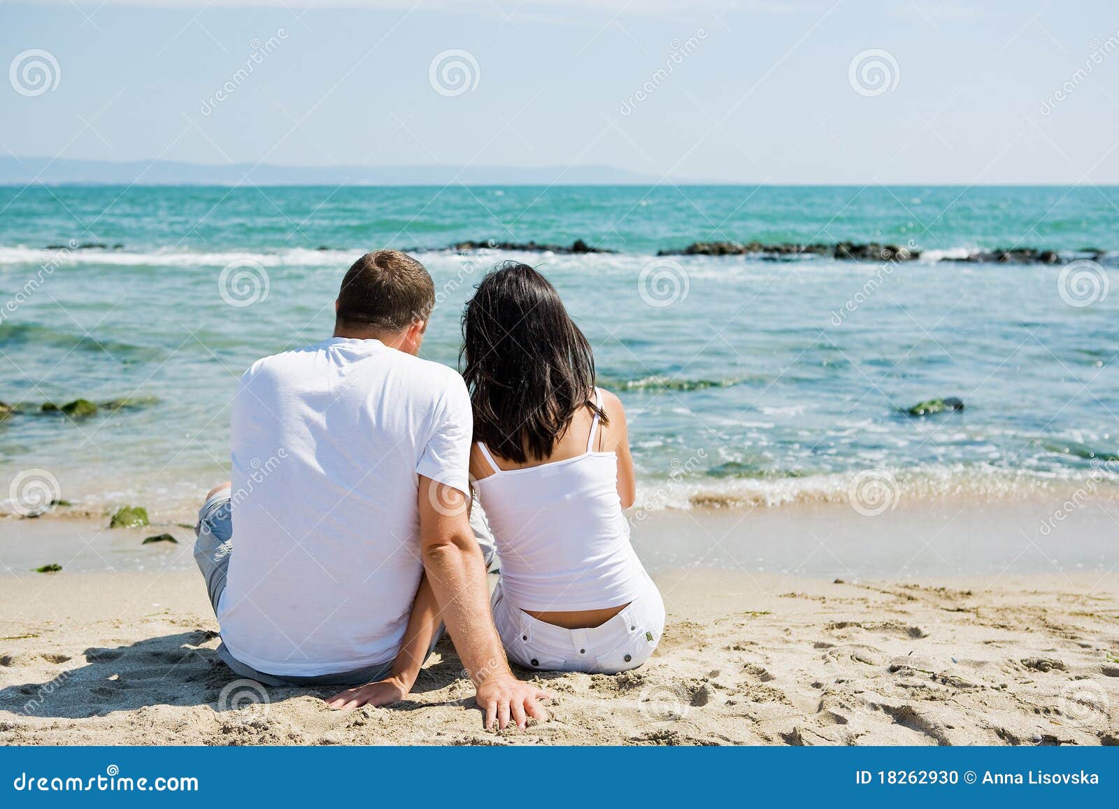 Couple on beach stock photo. Image of romance, female - 18262930