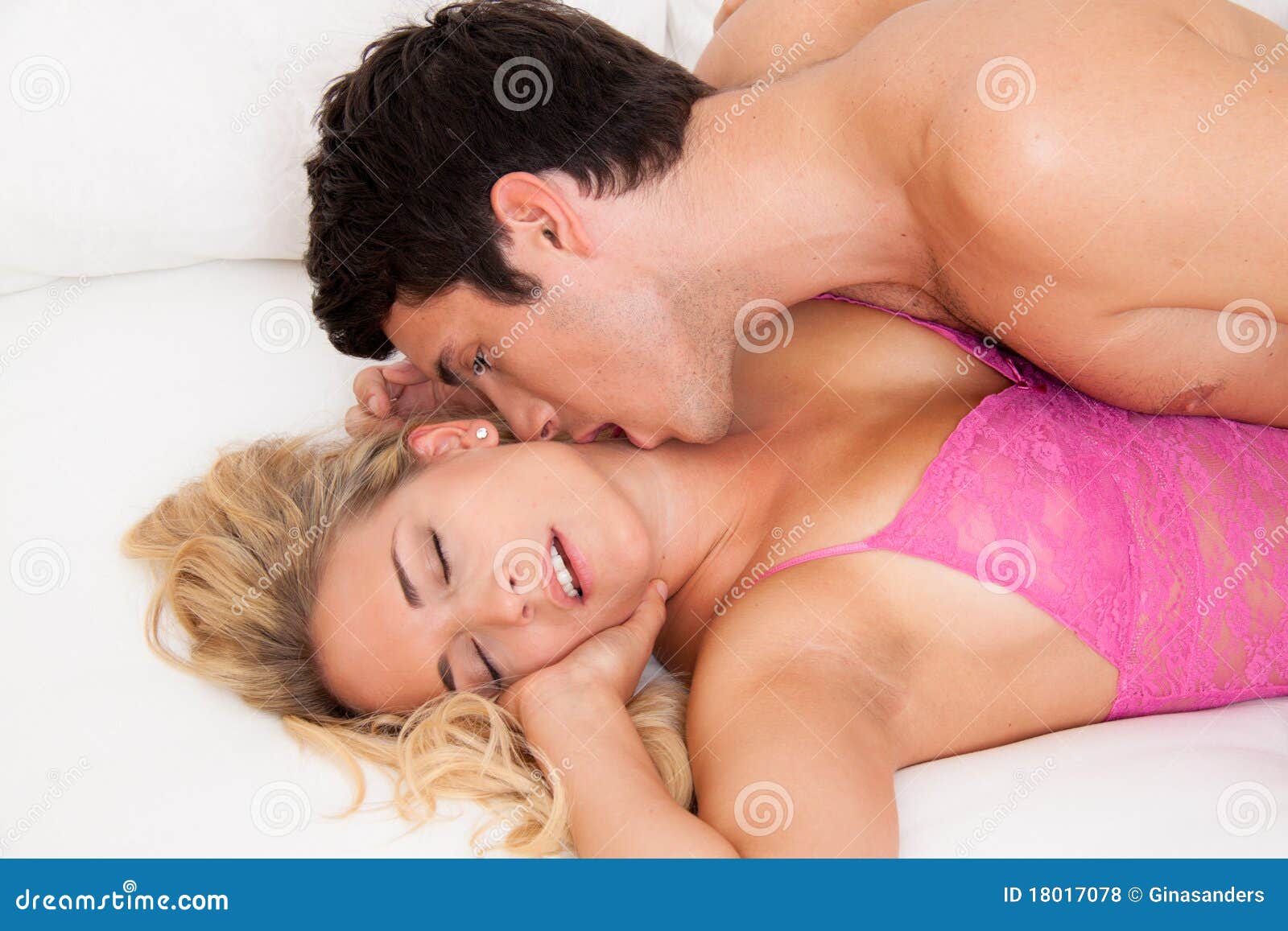 Couple In Bed With Sex And Affection Love And E Stock