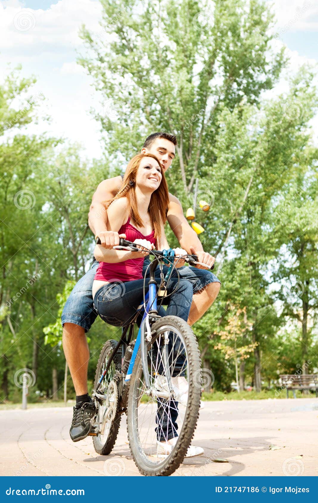 Couple On A Bike Outdoor Smiling Stock Photo - Image of ... Couple On A Bike Out