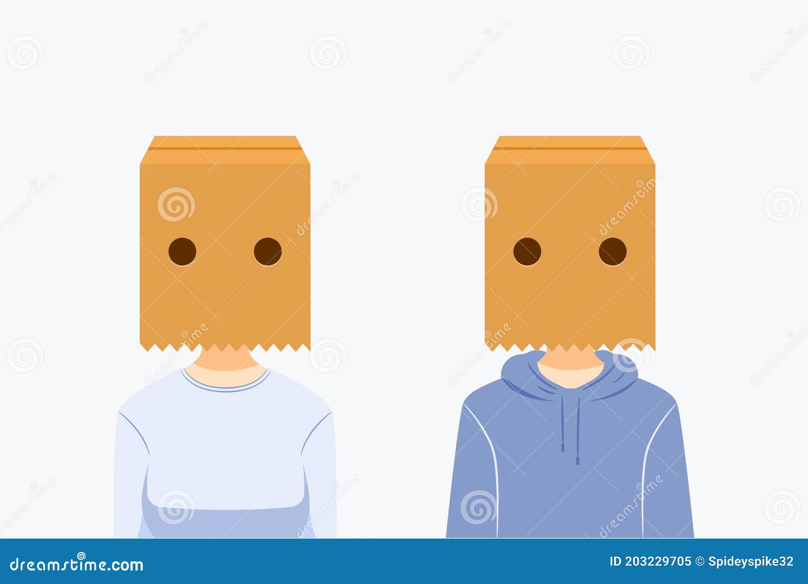 A Couple with Box on the Head. Isolated Vector Illustration Stock