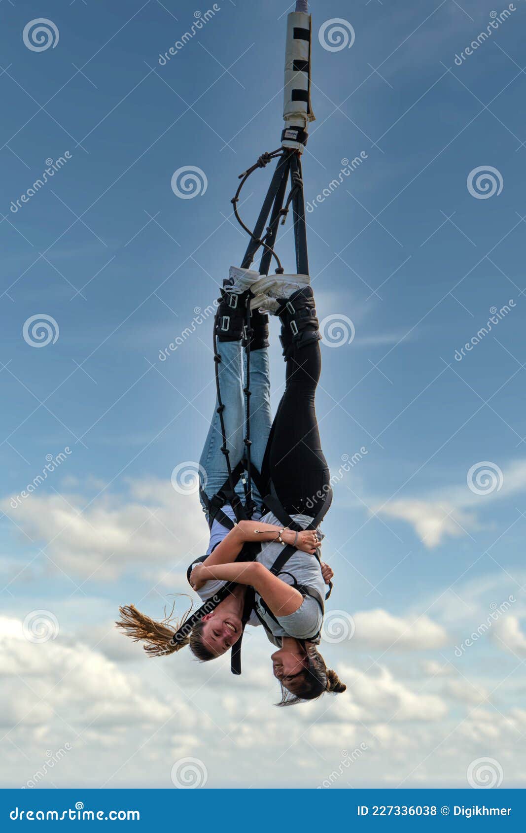 Couple Bungee jumping editorial stock photo. Image of concept - 227336038