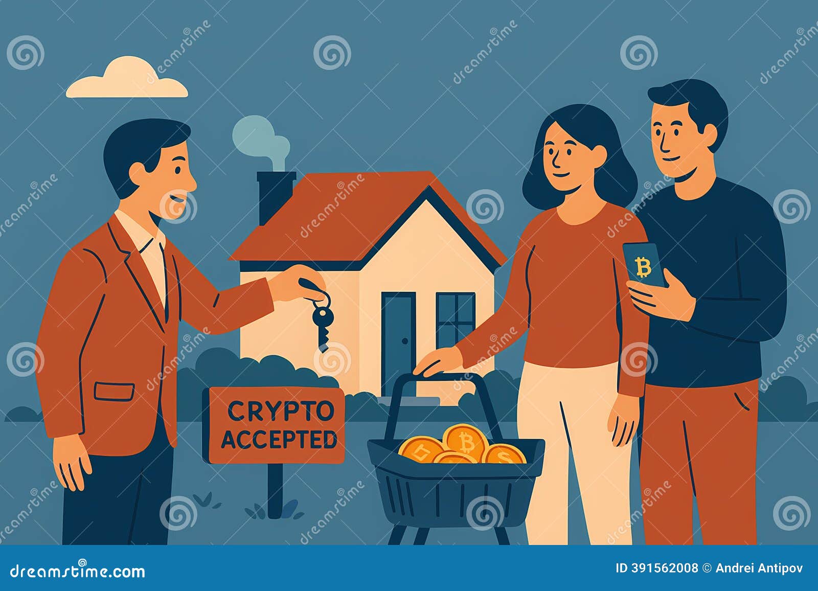 Couple Buying a House with Crypto, AI Generated Stock Illustration -  Illustration of bitcoin, vector: 391562008