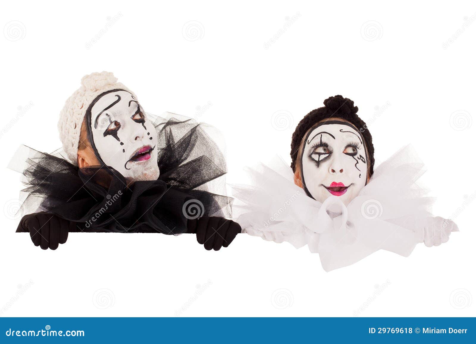 Two Funny Clowns Looking Above a Border Stock Photo - Image of humor ...