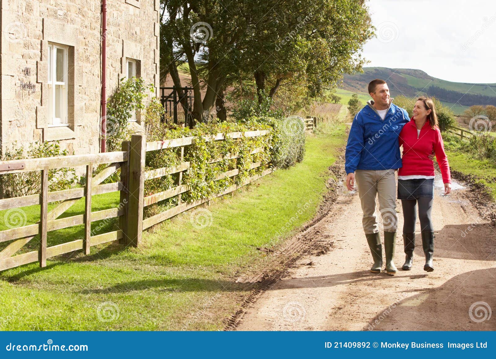 Couple on country walk stock photo. Image of people, fallal 21409892