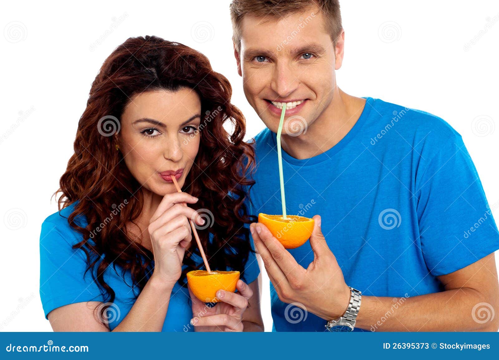 Couple Cuddling and Sipping Orange Juice Stock Image Image of fresh