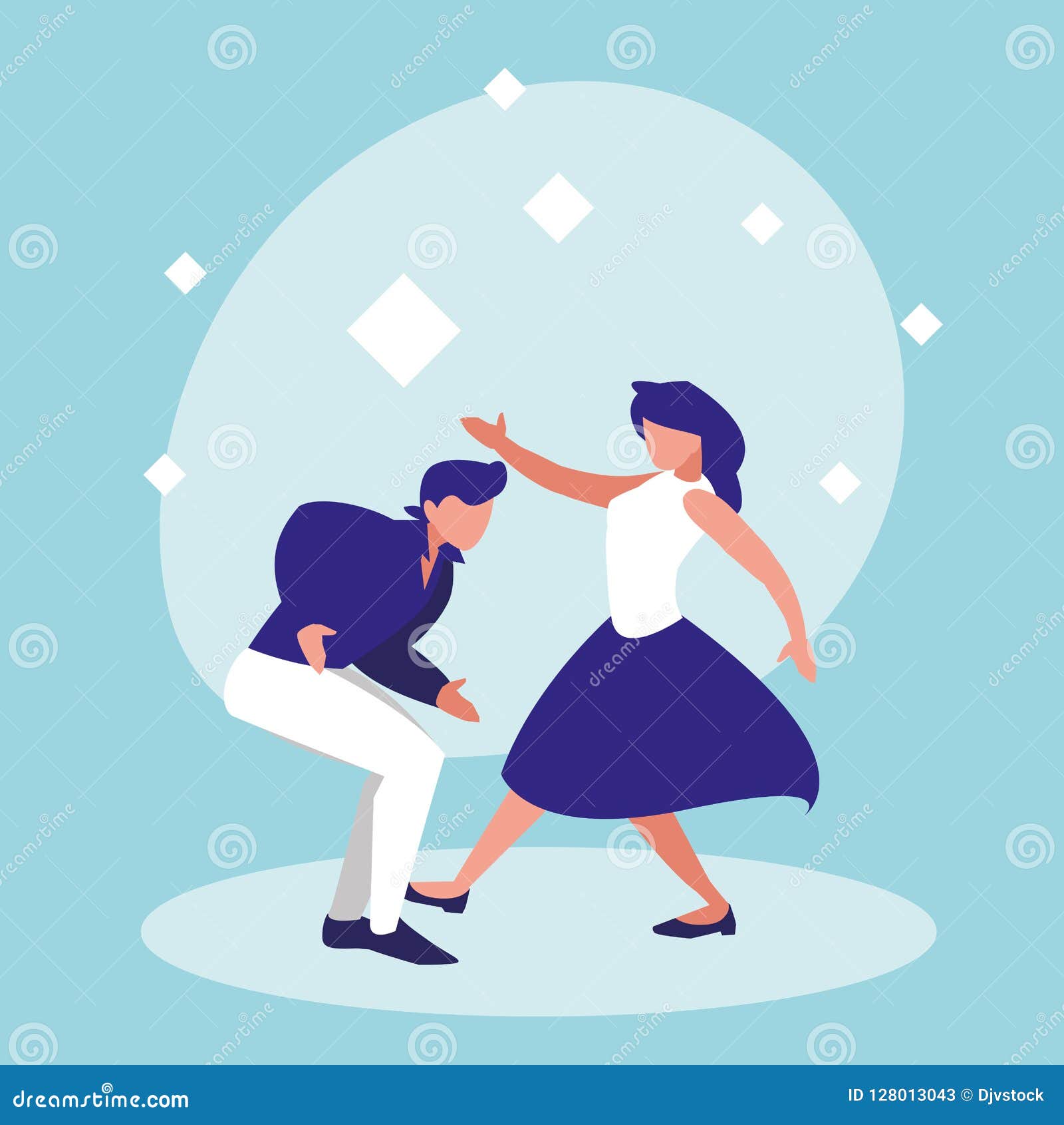 Couple Dance of Disco Avatar Character Stock Vector - Illustration of ...