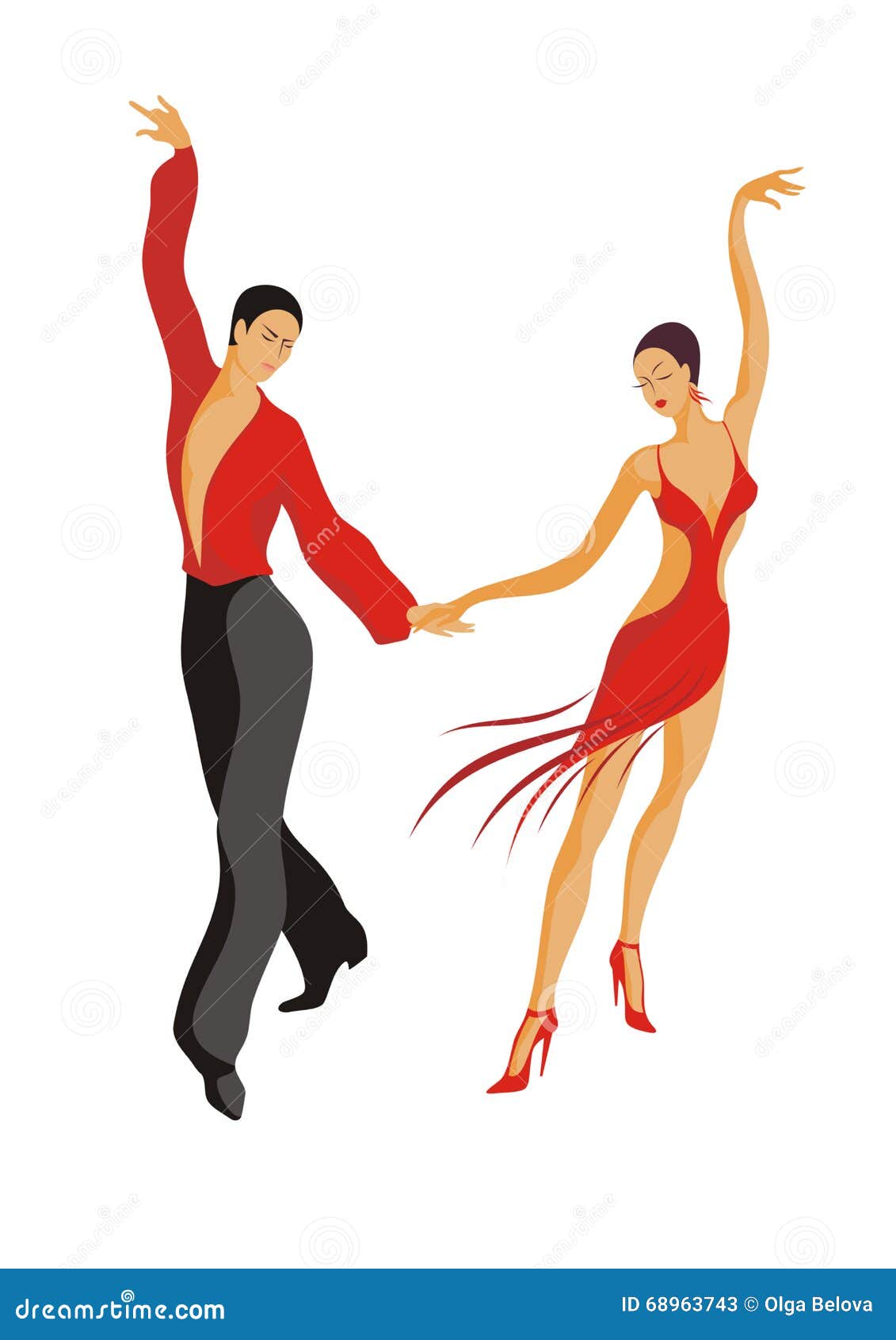 Couple dances cha-cha stock vector. Illustration of dance - 68963743
