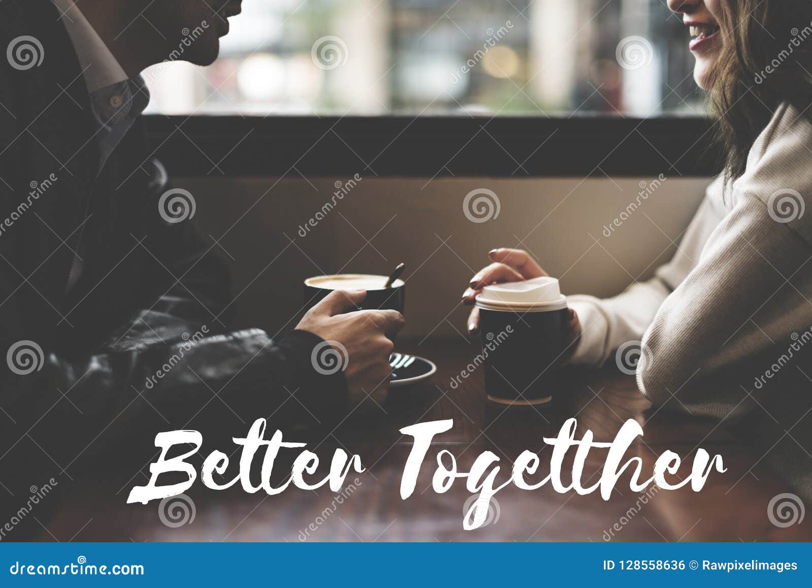 couple dating coffee cafe spend time together word