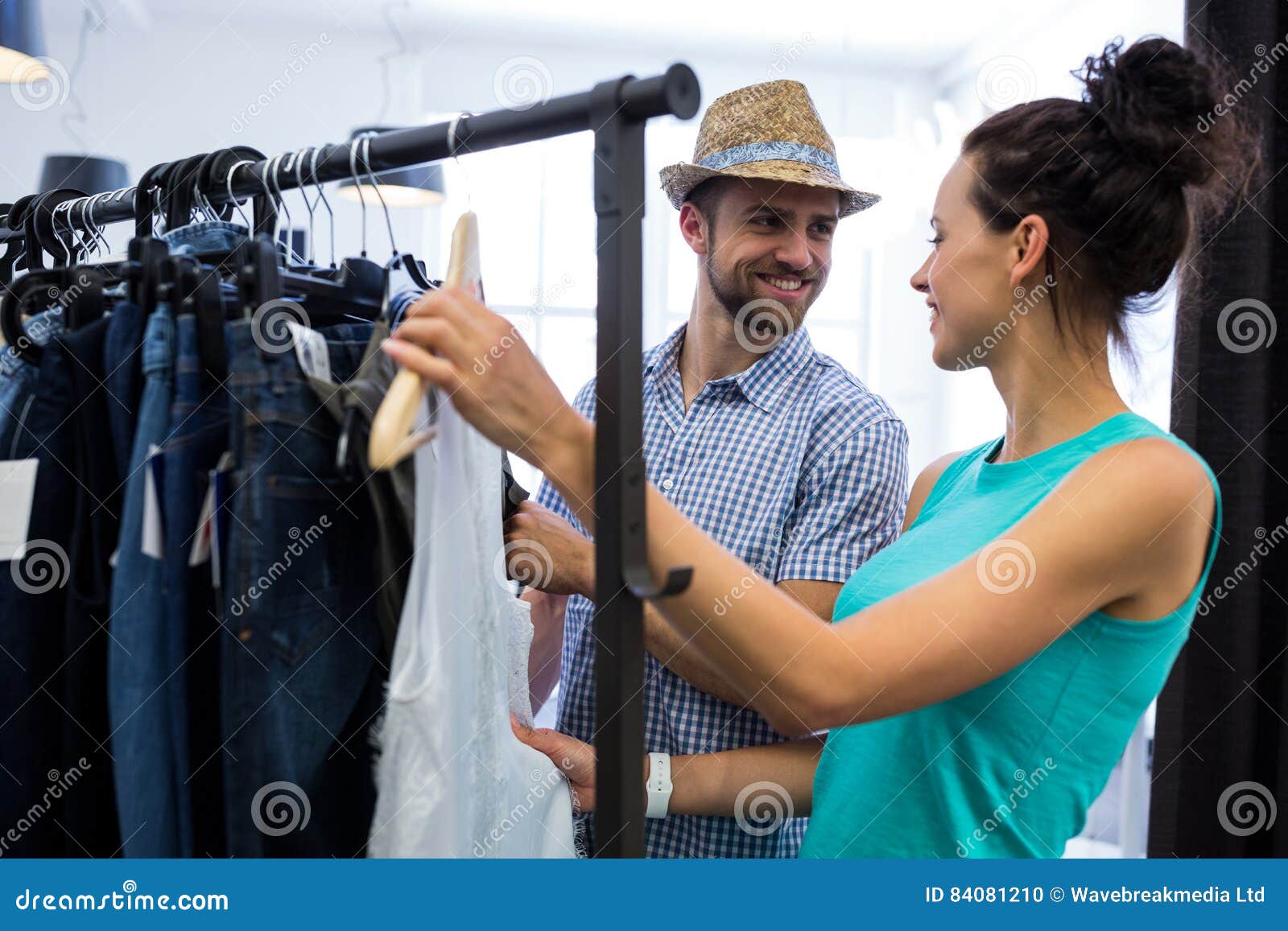 Couple Doing Shopping at Clothes Store Stock Photo Image of business, carrying 84081210