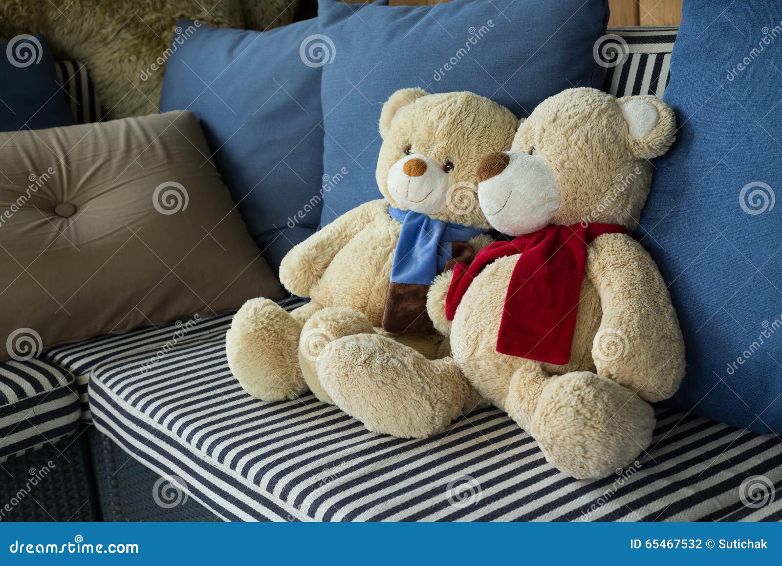 Couple Doll Bear Lover Decorated on Sofa Furniture Interior Stock ...