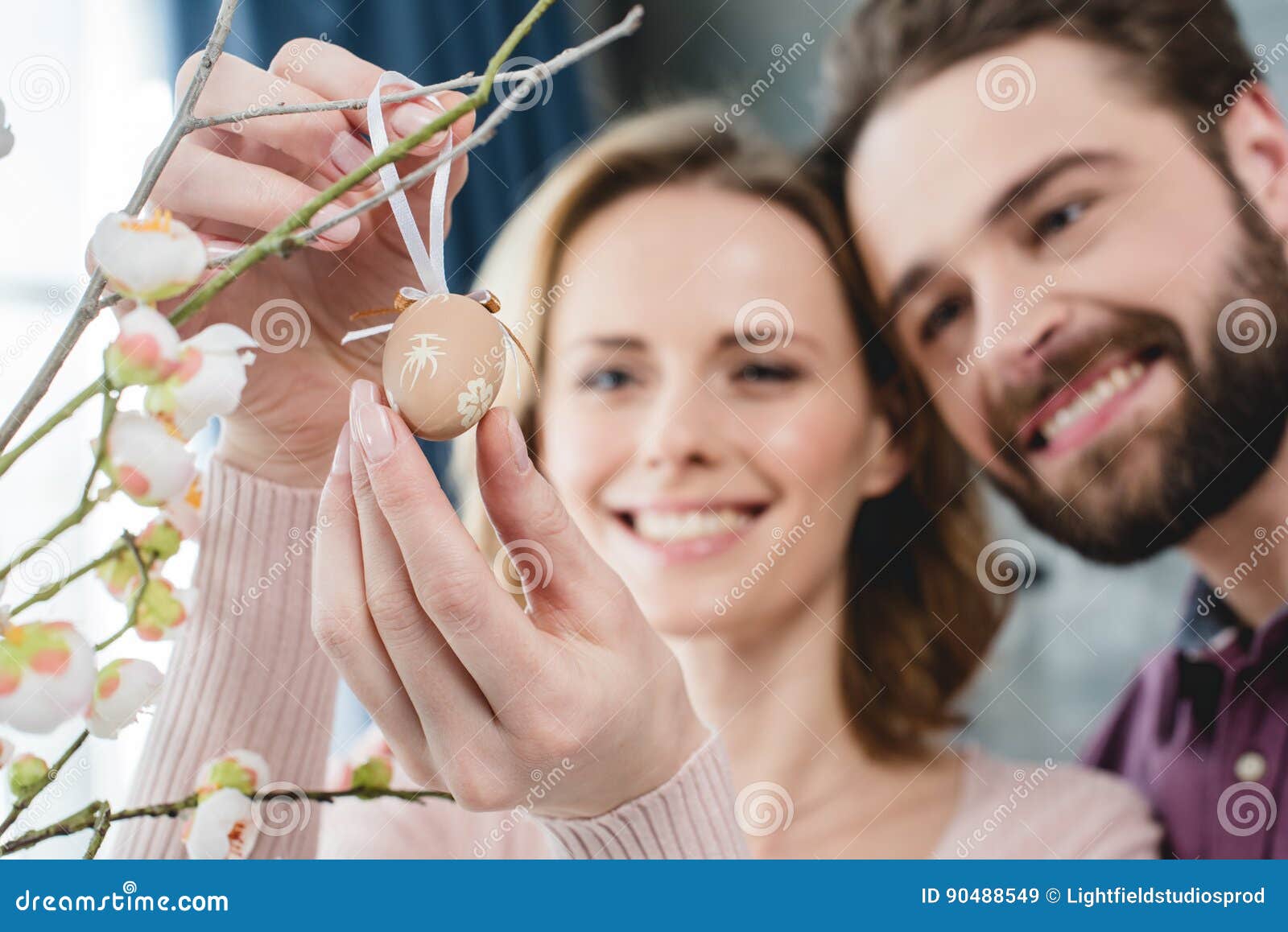 Couple with Easter Decoration Stock Image Image of women, boyfriend
